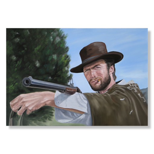 Maalaus Clint Eastwoodin kanssa