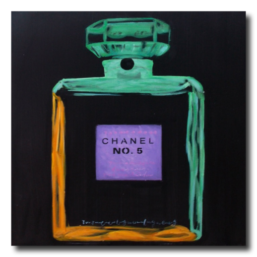 Maalaus Coco Chanel -pullolla