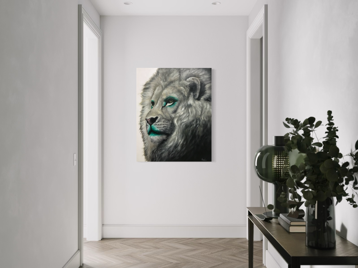 Maalaus leijonalla