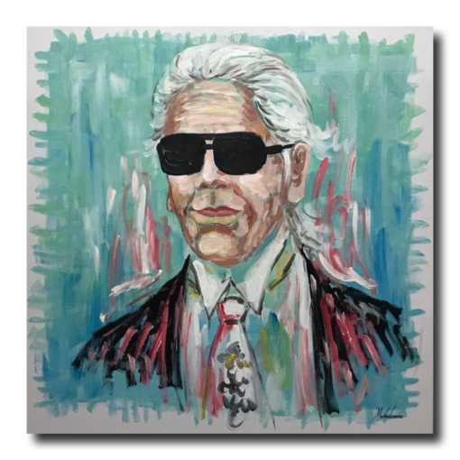 Maalaus legendaarisen Karl Lagerfeldin kanssa