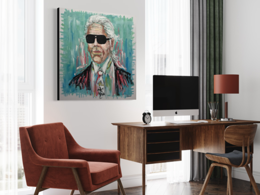Maalaus legendaarisen Karl Lagerfeldin kanssa