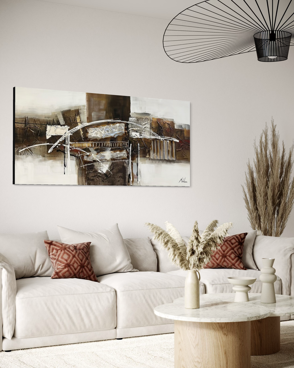 Abstrakti maalaus maanläheisissä sävyissä