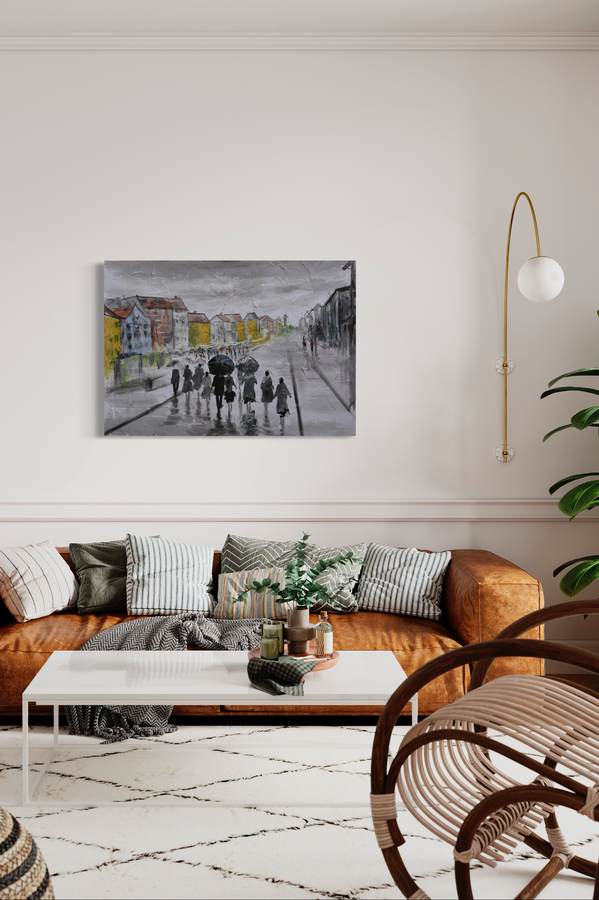 Maalaus Nyhavnista Kööpenhaminassa