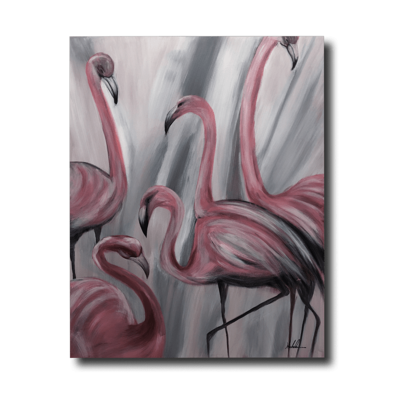 Maalaus flamingoilla