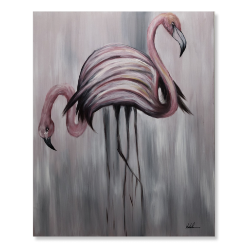 Maalaus flamingoilla