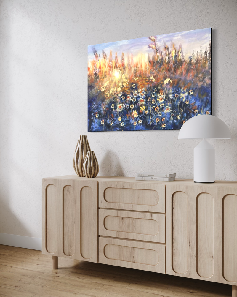 En tavla med en soluppgång