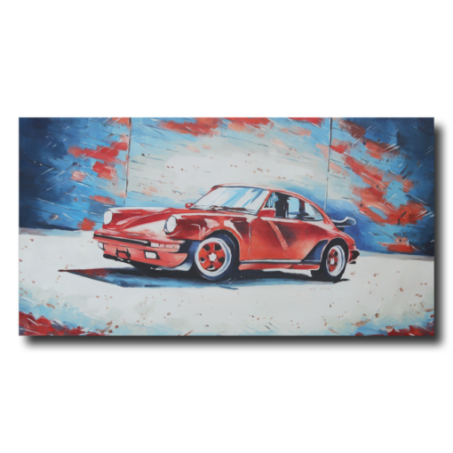 Maalaus, joka on inspiroitunut Porschen klassisesta autosta 911.