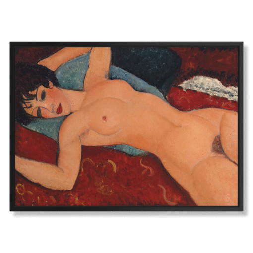 Amedeo Modigliani – Nu couché, 100×70 cm, canvas mustissa kelluvissa kehyksissä (Ajattomat Mestarteokset – sensuaalisuus)