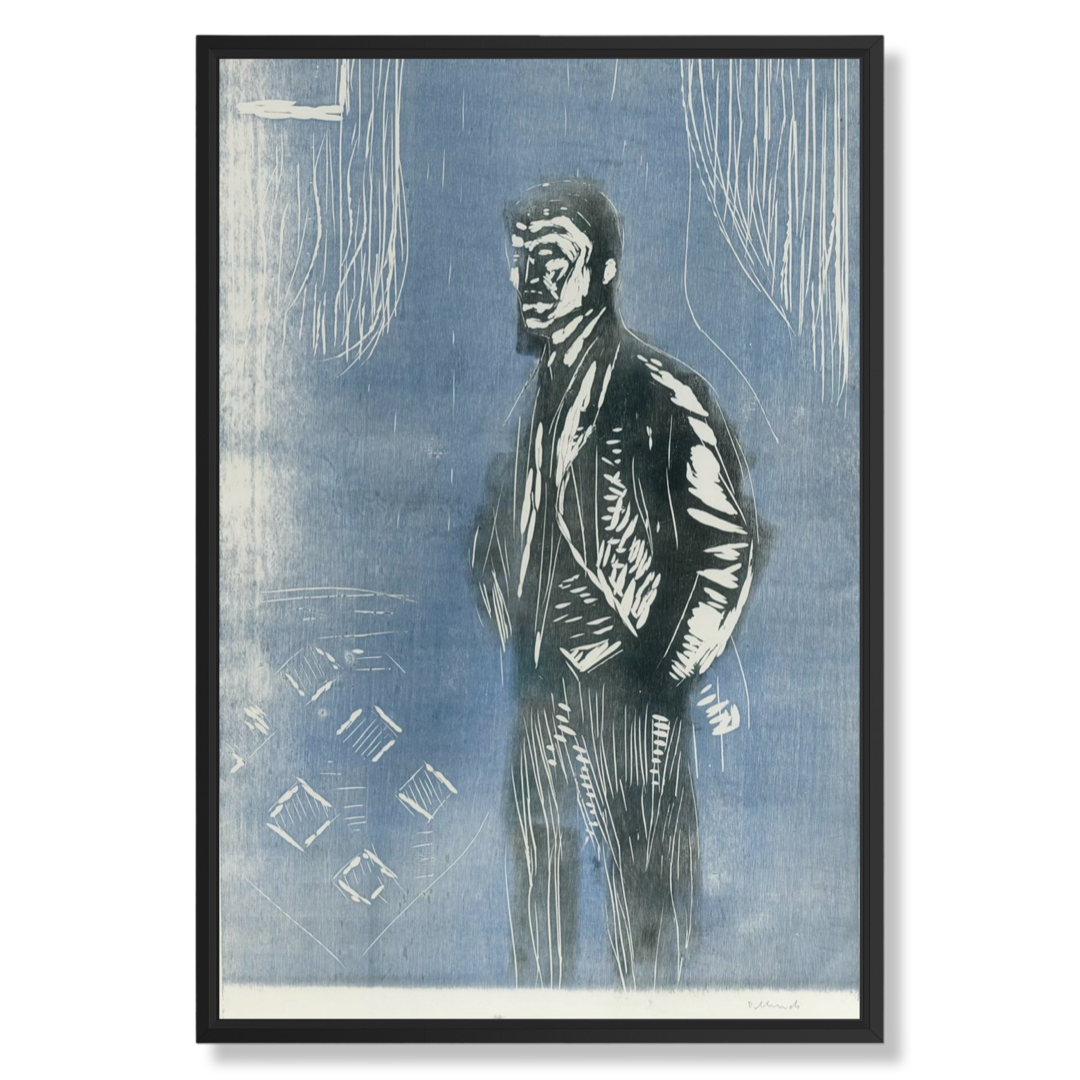Edvard Munch – Self-Portrait in Moonlight, 40×60 cm, kangas mustassa kelluvakehyksessä