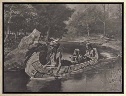 Frederic Remington – The Song of Hiawatha, kangasprintti kelluvareunaisessa tammikehyksessä