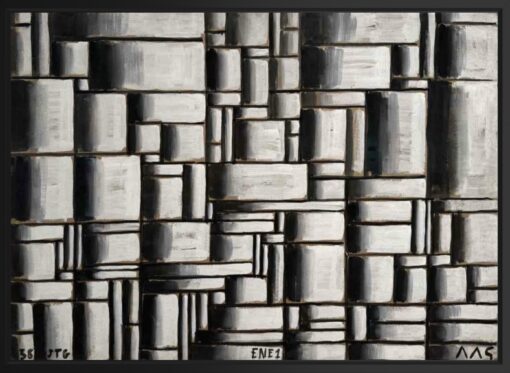 Joaquín Torres-García – Construcción en Blanco y Negro (1938), kangasprintti mustassa kelluvakehyksessä