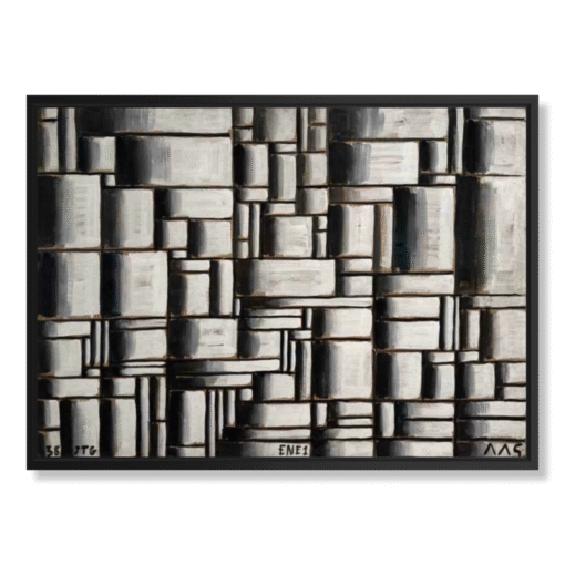 Joaquín Torres-García – Construcción en Blanco y Negro (1938), kangasprintti mustassa kelluvakehyksessä