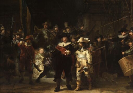 Rembrandt – The Night Watch, kangasprintti kiilapuihin pingotettuna