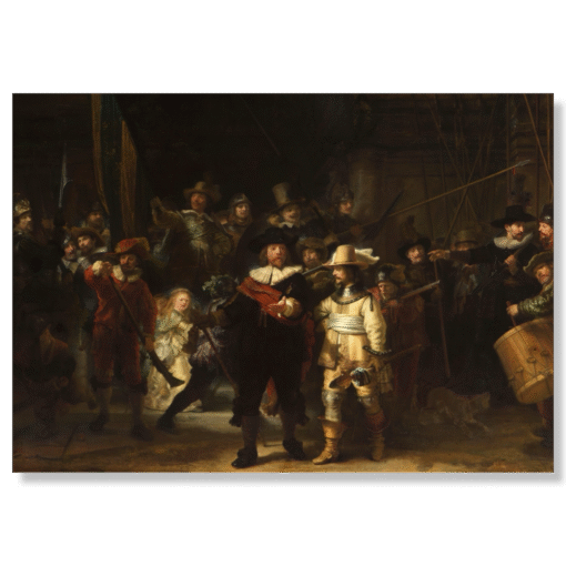 Rembrandt – The Night Watch, kangasprintti kiilapuihin pingotettuna